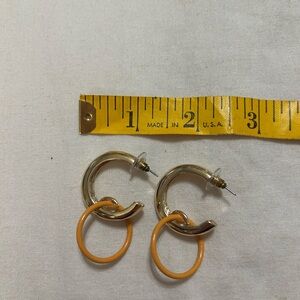 Gold and Orange Hoop Earrings